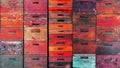 Beekeeper beekeeping background banner panorama wallpaper - Abstract wall texture made of many old rustic pink red orange painted Royalty Free Stock Photo