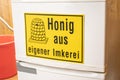 Beekeeper Bees german sign saying honey from own beeking Royalty Free Stock Photo