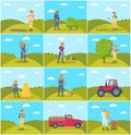 Beekeeper and Farming Man Vector Illustration