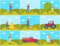 Beekeeper and Farming Man Vector Illustration