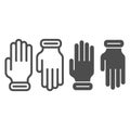 Beekeeper Gloves line and solid icon, beekeeping concept, pair of gloves sign on white background, beekeeper