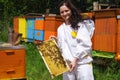 Beekeeper with honeycomb Royalty Free Stock Photo