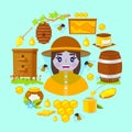 Beekeeper and objects of beekeeping