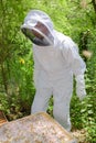 beekeeper preparing to check