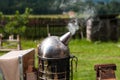 Beekeeper s smoker close up shot on natural light