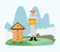 beekeeper with beehives
