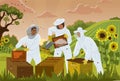 Beekeepers with beehives Royalty Free Stock Photo