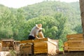 The beekeepers in the work Royalty Free Stock Photo