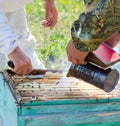 Beekeepers at work Royalty Free Stock Photo