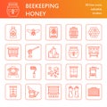 Beekeeping, apiculture line icons. Beekeeper equipment, Royalty Free Stock Photo