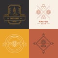 Beekeeping company linear logo vector templates set