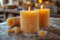 Beekeeping craftsmanship: The delicate art of hand-rolling beeswax candles in a rustic workshop setting