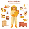 Beekeeping Honey Illustration Icon Set