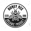 Beekeeping and honey vector emblem, badge, label or logo in monochrome style isolated on white background Royalty Free Stock Photo