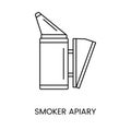 Beekeeping icon, vector illustration of line smoker apiary for beekeeper and bee.