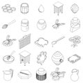 Beekeeping icons set, isometric 3d style Royalty Free Stock Photo