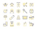 Beekeeping line icon set. Vector collection sign with bee, hive, honey, beekeeper, equipment Royalty Free Stock Photo