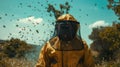 Beekeeping net and special suit. Beekeeper Royalty Free Stock Photo