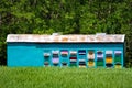 Beekeeping pavilion. Truck with beehives.