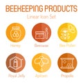 Beekeeping products - linear icon set