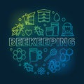 Beekeeping round vector creative illustration in line style