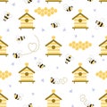 Beekeeping seamless pattern Honey apiary beehive background Organic honey product wallpaper apiary