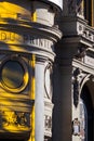 Beem of yellow light on a beautiful old building Royalty Free Stock Photo
