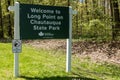 Beemus Point, New York, USA May 11, 2023 The Welcome to Long Point on Chautauqua State Park sign Royalty Free Stock Photo
