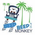 beep monkey car t shirt print vector art