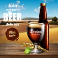 Beer advertising design. Highly realistic illustration with the