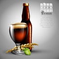 Beer advertising design. Highly realistic illustration with the