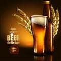 Beer advertising design. Highly realistic illustration with the