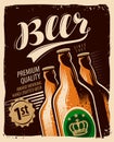 Beer advertising retro poster. Pub, brewery, restaurant vector illustration