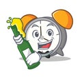 With beer alarm clock mascot cartoon