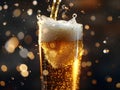 Beer alcohol Glass of ice cold tasty beer with foam, Fresh lager beer with bubbles on the brewer in pub Royalty Free Stock Photo