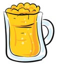 Image of beer in glass cup, vector or color illustration