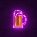 Beer alcoholic drink, neon sign, bright electric light signage