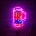 Beer alcoholic drink, neon sign, bright electric light signage