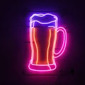 Beer alcoholic drink, neon sign, bright electric light signage