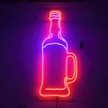 Beer alcoholic drink, neon sign, bright electric light signage