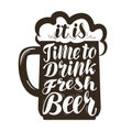 Beer, ale label. Lettering, calligraphy vector illustration. Drink, beverage symbol