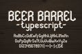 Beer Barrel alphabet font. Vintage letters, numbers and symbols. Uppercase and lowercase. Royalty Free Stock Photo