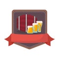 beer barrel and glasses cold drink emblem