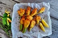 Beer-Battered Squash Blossoms Stuffed with Ricotta Royalty Free Stock Photo