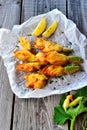 Beer-Battered Squash Blossoms Stuffed with Ricotta Royalty Free Stock Photo