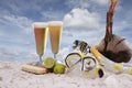 Beer at the beach Royalty Free Stock Photo