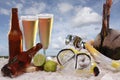 Beer at the beach Royalty Free Stock Photo