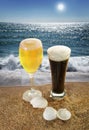 Beer and beach Royalty Free Stock Photo