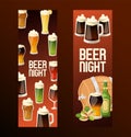 Beer in beerhouse brewery vector beermug beerbottle and dark ale illustration backdrop set of beerbarrel in bar on beery Royalty Free Stock Photo