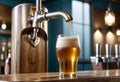 a beer being poured into a glass on a bar Royalty Free Stock Photo